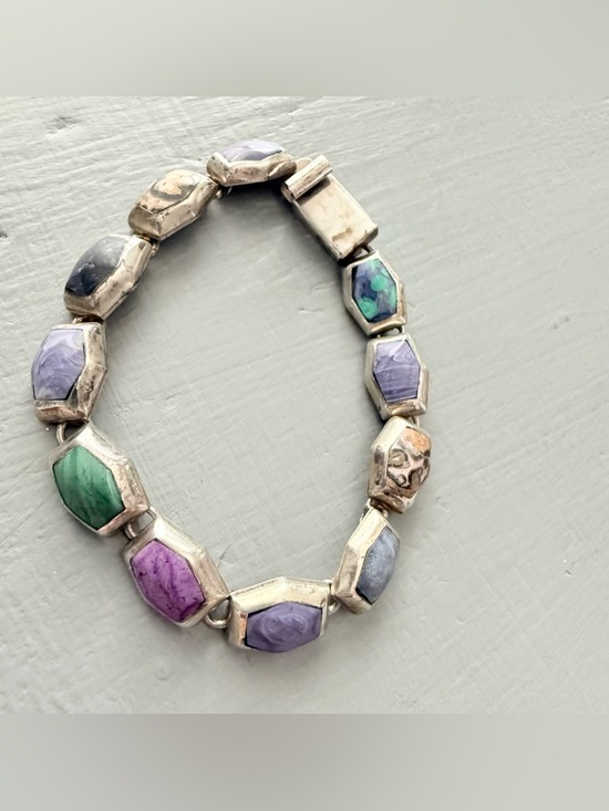 Taxco Jewelry - Vintage Taxco 925 Sterling Silver & Stone Bracelet